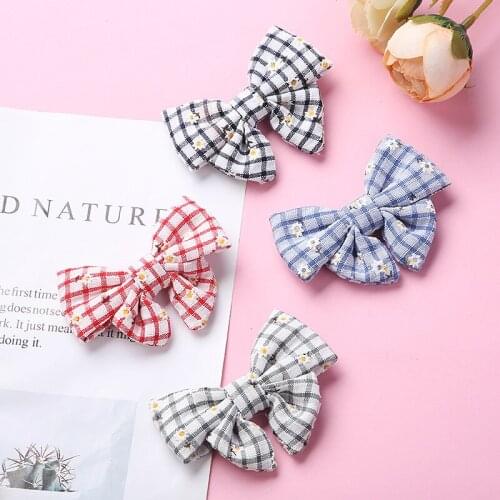 36pc/lot 2021 New Floral Prints Hair Bow Nylon Headbands,Kid Baby Plaid Bows Elastic Hairbands Kids Girls Nylon Hair Accessories