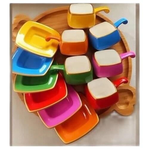 Turkish coffee Espreso Greek 6 Pcs Cup Set Colorful High Quality Design Gold Pink Yellow Orange Red Blue Green