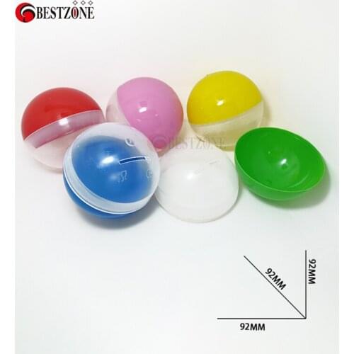10Pcs/Lot 92MM Diameter Toy Capsules Plastic PP Big Hole Half Transparent And Half Colorful Round Balls Eggshell Vending Machine