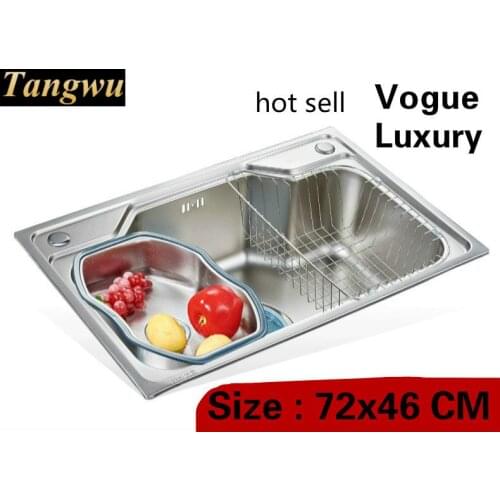 Free shipping Home kitchen single trough sink high capacity wash vegetables high quality 304 stainless steel 720x460 MM