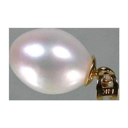 Free shipping NATURAL 8x10mm AKOYA WHITE SOUTH SEA PEARL PENDANT NECKLACE 14