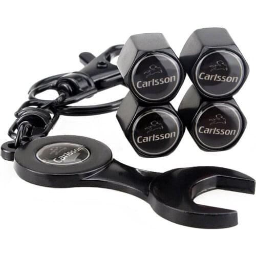 For Carlsson Logo Tire Valve Stems Caps Wheel Wrench Keychain Car For Mercedes Benz W203 W205 W211 C500 S500 E200 E300 GLK GLA