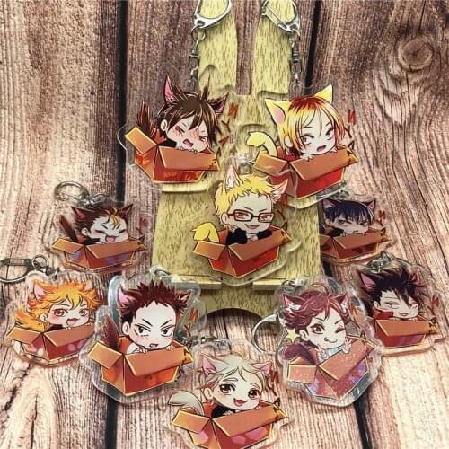 Anime Haikyuu Keychain Badge Hinata Shoyo Oikawa Tooru Cosplay Acrylic Key Chain Pendant Keyring