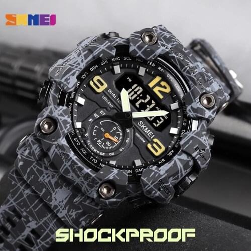 SKMEI Waterproof Luminous Sports Chronograph Watch Mens Army Camouflage Special Forces Japanese Movement Electronic Watch 1637