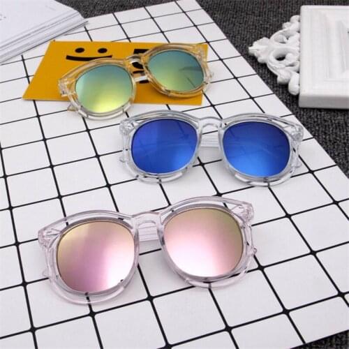 Glitztxunk New Children Transparent Box Color Reflective Sunglasses Fashion Male and Female Baby Personality Sunglasses