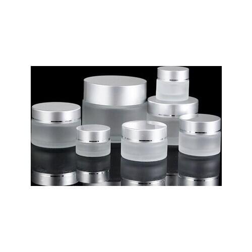 Hot Sale 5/10/15/20/30/50/100G Frosted Glass Cream Jar Cosmetic Container Cosmetic Jars Silver Lid Glass Bottle New Arrival