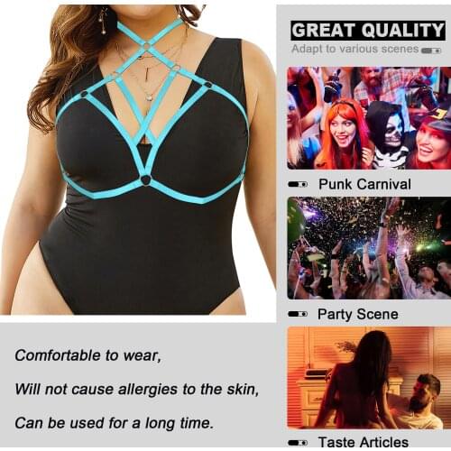 Gothic Plus Size Woman Fashion Sexy Body Breast Harness Lingerie Punk Chest Cage Bra Corset Straps Festival Fetish Accessories