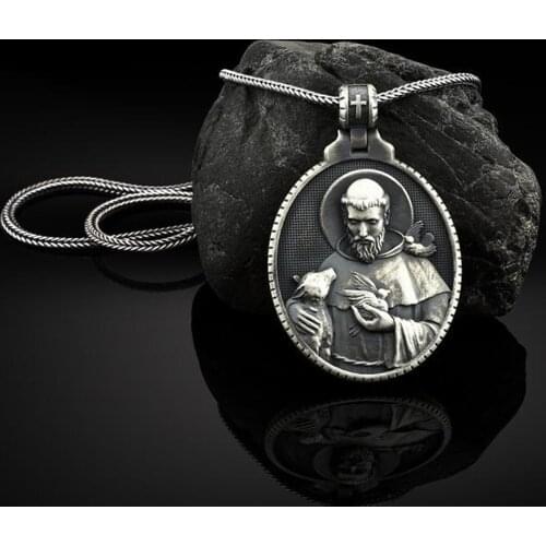 Christian St Francis Medal pendant religious belief Catholic mens Pendant Necklace Pendants and necklaces