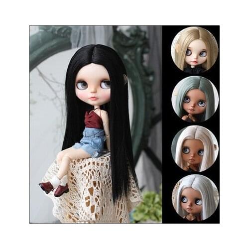 Blythes doll simulation hair is suitable for 1 / 6 size fashion personality medium length straight hair high temperature silk