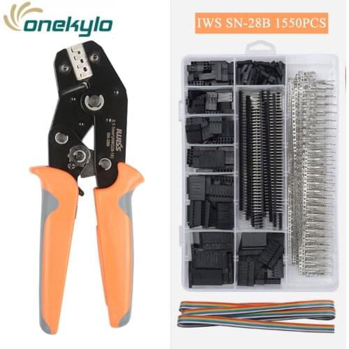 IWISS Crimping Tools SN-28B 1550PCS Dupont Terminals Male/Female Pin Connectors 0.1-1.0mm² crimper plier Set for 2.54mm 3.96mm