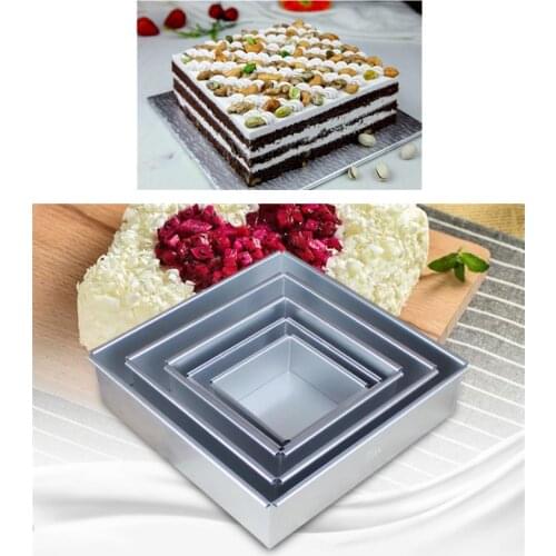 1pc Square Aluminum alloy template Removable Bottom cake mold Pattern bakeware baking dish Die cake decorating tools