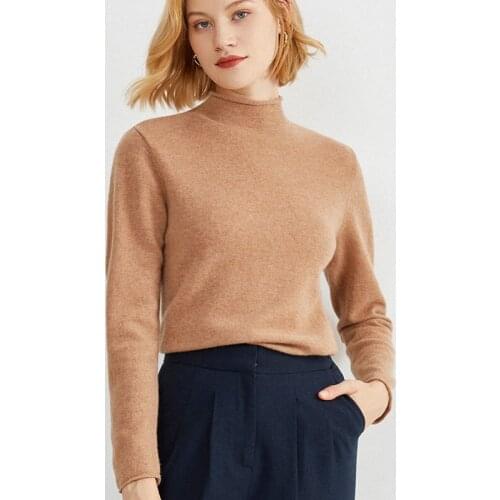 HOT Sale Womens Sweater 2021 Wool Knitted Long Sleeve Autumn Turtleneck Sweaters Green Jumper Winter Women Pullover Beige Black