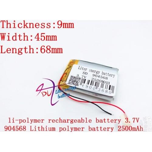 Li-po 3.7V,2500mAH 904568 polymer lithium ion / Li-ion battery for model aircraft,GPS,mp3,mp4,cell phone,speaker,bl