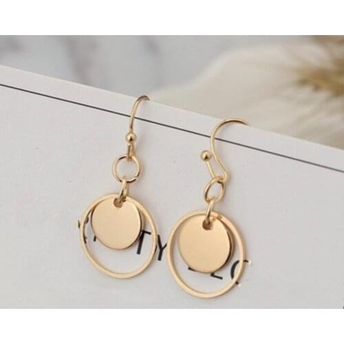 Europe and the United States minimalist geometric metal mini double small round hollow silver round bright earrings wholesale