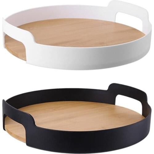 Storage Tray Multifunctional Fruit Tea Coffee Display Plate Bamboo Dish for Home Kitchen Desktop Decorative