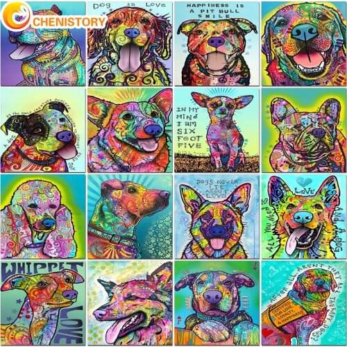 CHENISTORY DIY Paint By Number Dog Kit Oil Painting By Number On Canvas Coloring Picture Handmade Gift For Adult Gift Home Decor