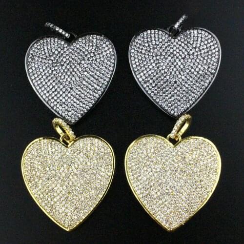 30mm 5pcs/lot High quality colorful cz pendant,heart shape cubic zircon charm jewelry,bracelet/necklace component wholesale