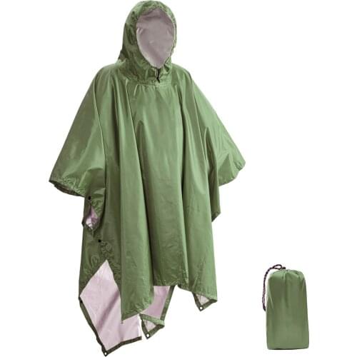 Portable Multifunctional 3 In 1 Rain Coat Hiking Camping Raincoat Poncho Mat Awning Durable Outdoor Activity Rain Gear Supplie