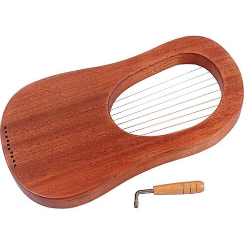 Carved 10 Strings Lyre Harp W/ Tuning Wrench New Year Gifts for Kids Friends