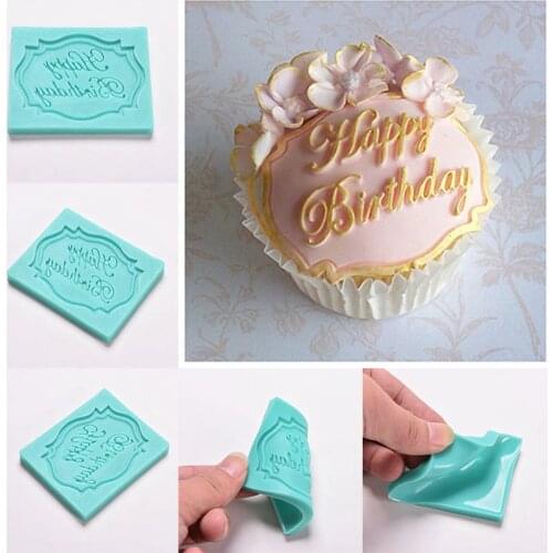 Cake Cupcake Decoration Silicone Cake Mould Happy Birthday Letter Print Mold Fondant Chocolate Mold Gifts For Girlfriend Kids