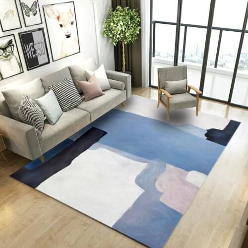 Blue White Painting Abstract Carpet On The Floor Simple Nordic Style Soft Flannel Carpet Bedroom Rugs Large Coffee Table Rug