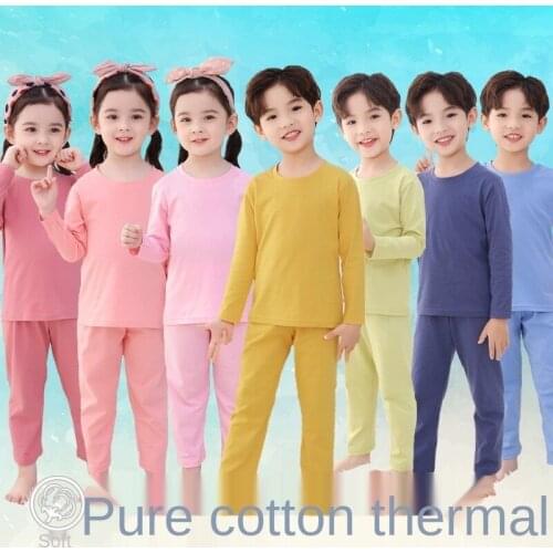 Spring Autumn Thermal Underwear Suit 100% Cotton Children Homewear Long Sleeve Kids Winter Long Johns Casual Girls Boys Pijama