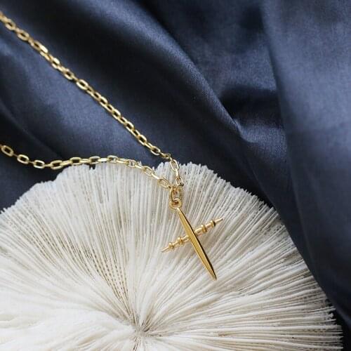 UNISEX Fashion Jewelry Chain&Link Gold Plated Stainless Steel Material Long Chain Necklace with Cross Pendant