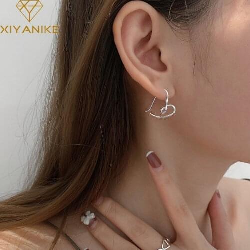XIYANIKE 925 Sterling Silver Twist Love Heart Stud Earrings Female Fashion Romantic Prevent Allergy Handmade Jewelry Cерьги