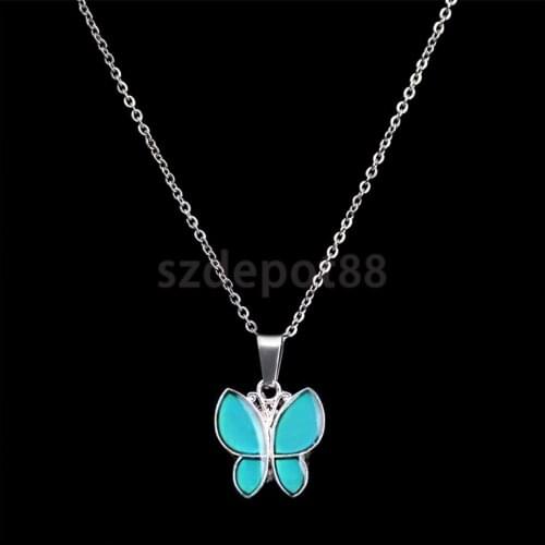 Women Sensitive Thermo Mood Color Change Butterfly Pendant Necklace Bridal Charm Jewelry Holiday Party Gift