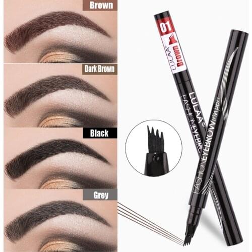 Liquid Eyebrow Pencil Four Heads Eye Brow Enhancer Waterproof Sweat-proof Four-claw Eyebrow Tattoo Pen Long-lasting Makeup