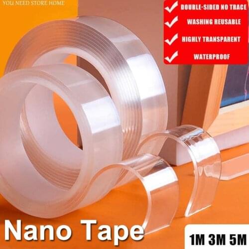 1/3/5M Transparent Double Sided Tape Nano Tape Waterproof Self Adhesive Bathroom Kitchen Wall Sticker Reusable Waterproof Tapes