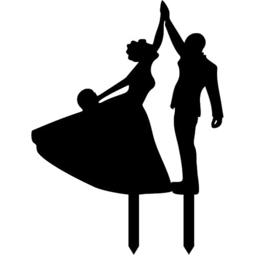 1PCS Dancing Bride and Groom Acrylic Wedding Cake Topper Black Cake Topper for Wedding Party Decorations