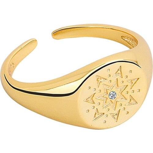 1 Pc Stylish Compass-shaped Ring Adjustable Ladies Open Ring for Decoration (Golden)