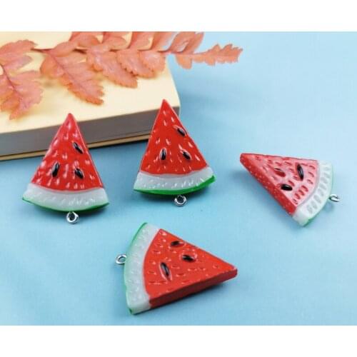 10Pcs/Lot DIY Resin Jewelry Accessories Double-sided Painted Sliced Simulation Watermelon Earrings Necklace Keychain Material