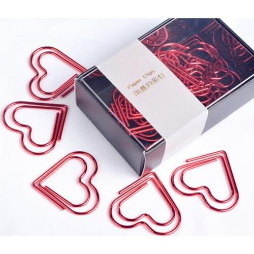 12Pcs/set Heart Shape Bookmark Mini Paper Clips Decoration Ornaments, Reading Book Note Bookmarks Paperclip Stationery Gifts