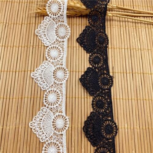 15Yards New Polyester Lace Trims White Black Womens Clothing width 4cm Clothing Accessories Handmade DIY Accessories 4CM