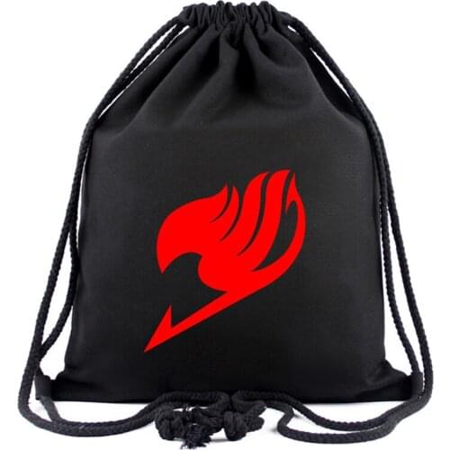 28 Types FAIRY TAIL Anime Canvas Backpack Death Note Black Drawstring Bag Attack on Titan Cosplay Accessories Bag for Men Women
