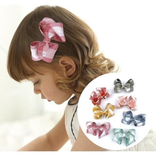 5pcs/Lot 2021 New Girls Kids Cute Plaid Bow Hairpins Sweet Hair Clips Barrettes Lovely Hair Ornament Fashion Hair Accessories