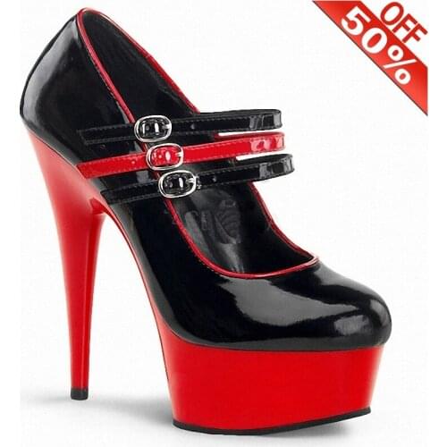 6 inches Pumps Platform Pole dance shoes Red and Black Sexy Show Nightclub stripper heels Models Party Elegant Concise Mature
