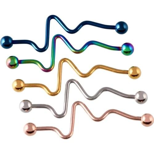 6pcs/Lot ZigZag Surgical Steel Industrial Barbell Piercing Scaffold Bar Barbell Cartilage Earrings Orelha Piercing Body Jewelry