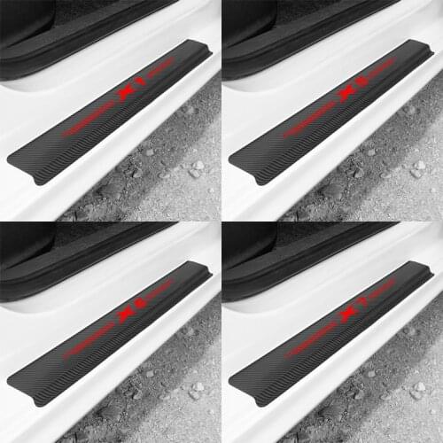 Car styling 4pcs Carbon Fiber Car Door Scuff Plate sticker Decal for BMW X1 X2 X3 X4 X5 X6 X7 Car Accessories