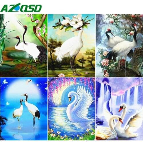 AZQSD Diamond Painting Kit Swan Crane Full Square Drill Diamond Embroidery Sale Animal Picture Of Rhinestones Handmade Gift