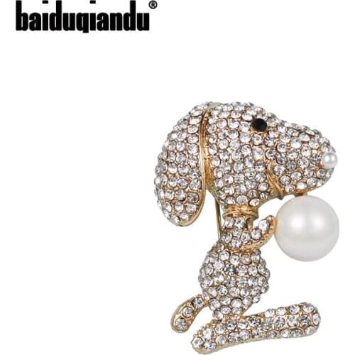 Baiduqiandu New Arrival Rhinestones Crystal Cute Dog Brooch Pins Fashion Dress Jewelry Accessories