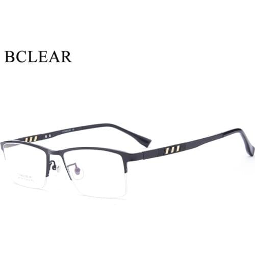 BCLEAR Fashion Mens Business Light Weight Pure Titanium Half Frame Optical Glasses Elegant Ultralight Prescription Eyeglasses