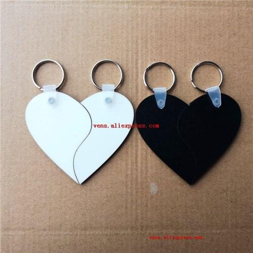Sublimation blank mdf key chains double heart shape keychain hot transfer printing consumables 20pieecs/lot