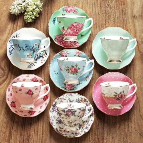 Precious Fine Bone China Tea Coffee Cup Ceramic Saucer Set Chic Bone China Cafe Cup European Afternoon Tea Milk Cups Gift