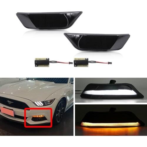 Smoked White/Dynamic Amber Led Side Marker Lights Running Position Light For Ford Mustang 2015-2017 Canbus Error Free
