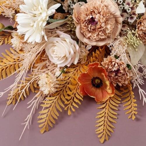 Handmade Artificial Flowers Floral Wedding Bouquet Fabric Floral Bouquet Home Decoration Permanent flower arrangement decoration