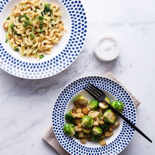 8 Inch Ceramic On-glazed Blue Dot Printed Round Rice Dish Porcelain Dishes & Plates Breakfast Desserts Dinner Plate 1 Piece