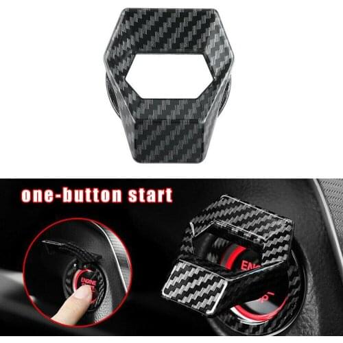 Car Start Stop Button Protection Cover Carbon Fiber Universal Car Push Switch Cover Engine Ignition Switch Decorative Ring Trim